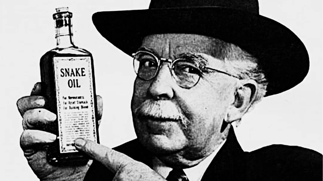 snake oil salesman bw